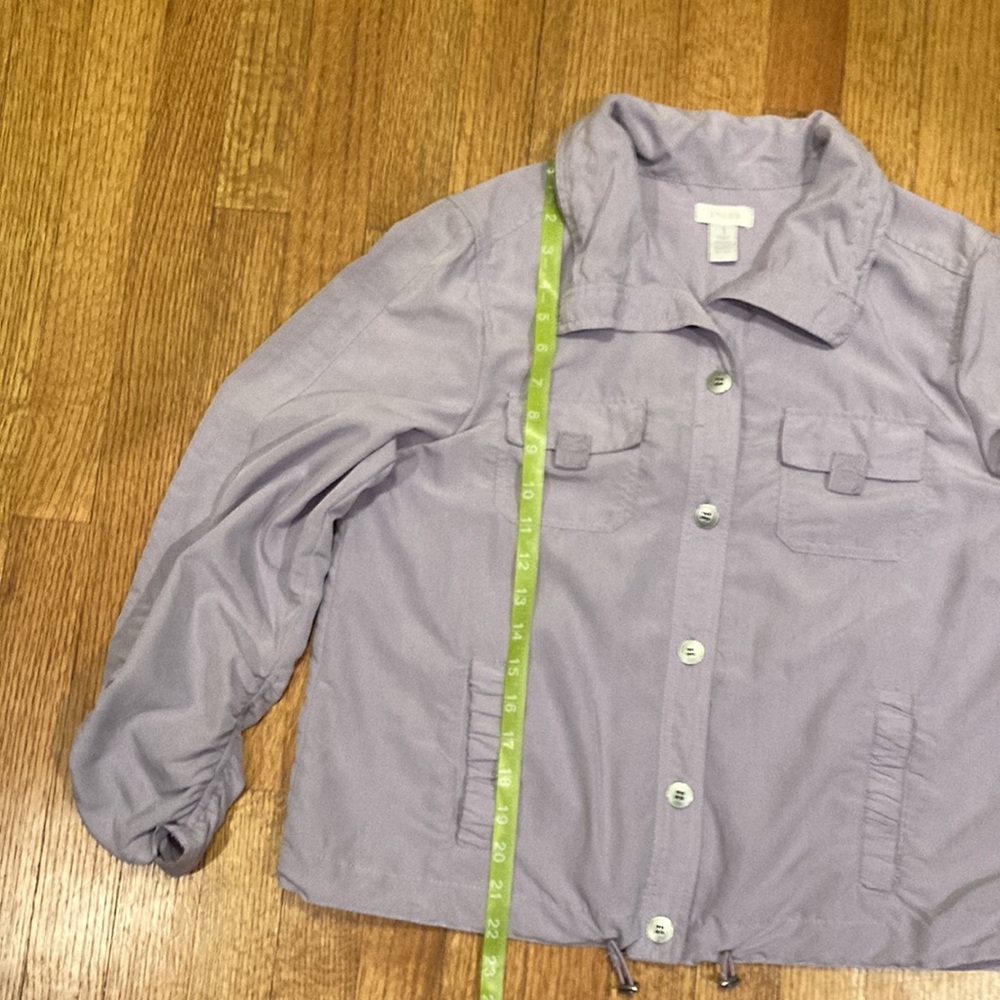 Chico's lavender Button-Front Utility Jacket - Picture 10 of 15